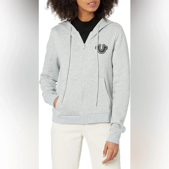TRUE RELIGION‎ NWOT Core Zip Up Hoodie in Oatmeal Heather - Picture 1 of 9